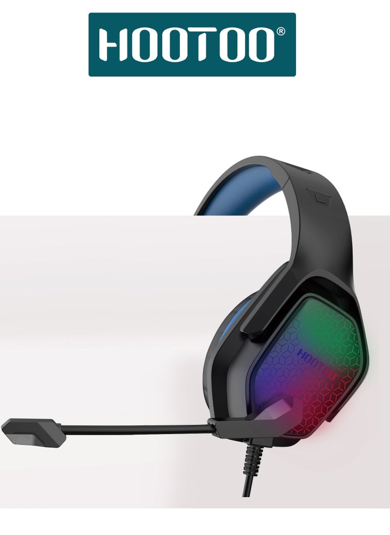 HooToo - HOOTOO HT-EP56 Wired Gaming Headset with Powerful Clear Mic and Clear dynamic Spatial Sound for PS4/PS5/Xbox One/Xbox Series X/Nintendo Switch/PC,  in blue black colour - Image 1