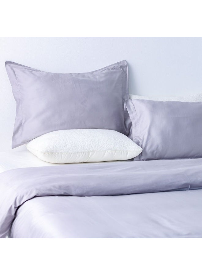 DANUBE HOME Serene 3 - Pieces Cotton Super King Duvet Cover Set - Grey - 260x220 cm 50x75 cm | 100% Cotton - 300 Thread Count Quilt Cover Comfortable Bedding Cover For Bedroom - Image 1