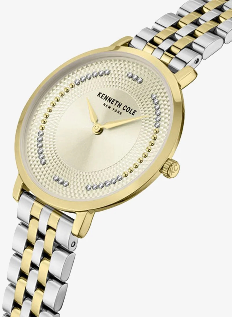 Kenneth Cole New York 34mm Analog Women's Watch with Two-tone Stainless Steel Bracelet