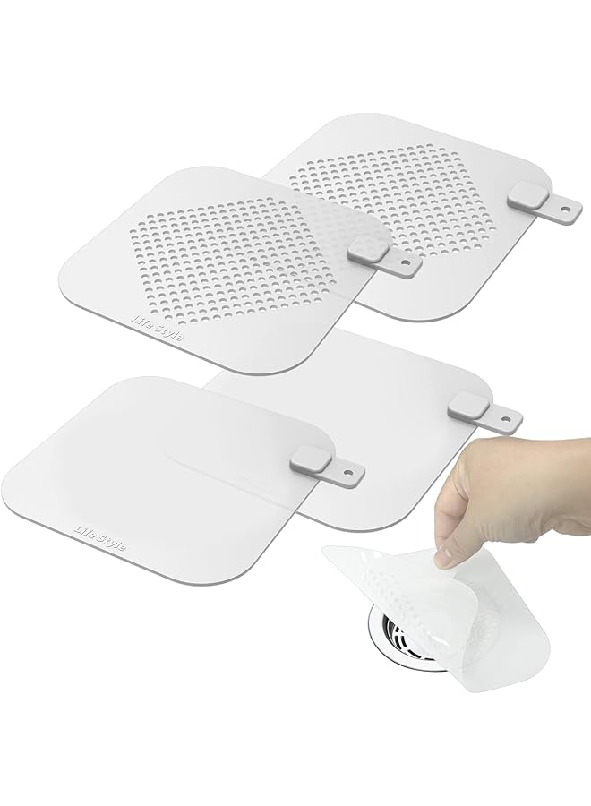 The Bros Bathroom Accessories Shower Drain Hair Catcher Bathtub Stopper, 5.9-inch Large Silicone Drain Plug Hair Stopper, Home Protectors Sink Cover for Bathroom, Kitchen, Laundry, RV - 4 Pack(White) - Image 1