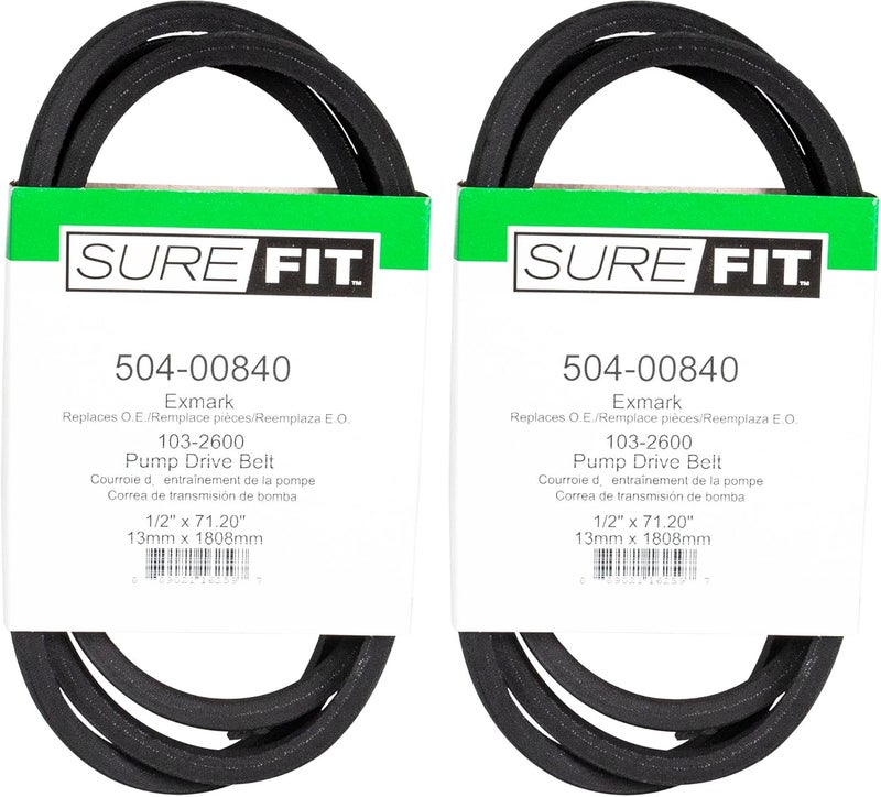 SureFit Pump Drive Belts Replacement for Exmark 1032600 Lazer Z XP 60 72 Deck ZeroTurn Lawn Mowers 2 Pack - Image 1