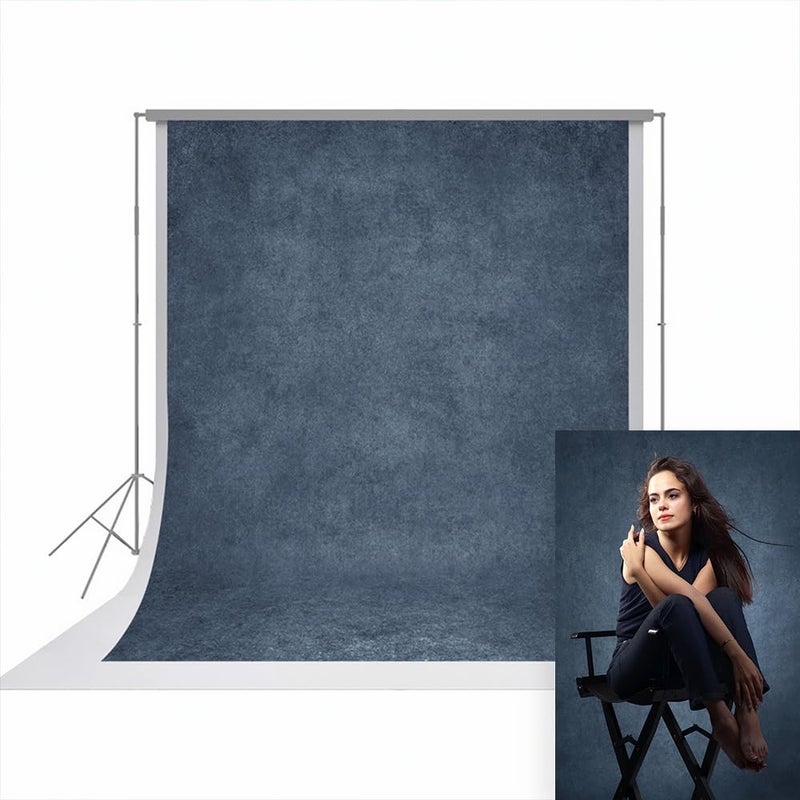 UrcTepics 8Ã—10 ft Denim Blue Fabric Photo Backdrops, Classic Abstract Texture Backdrop for Headshots and Portraits, Vintage Photography Background for Studio and Events - Image 1