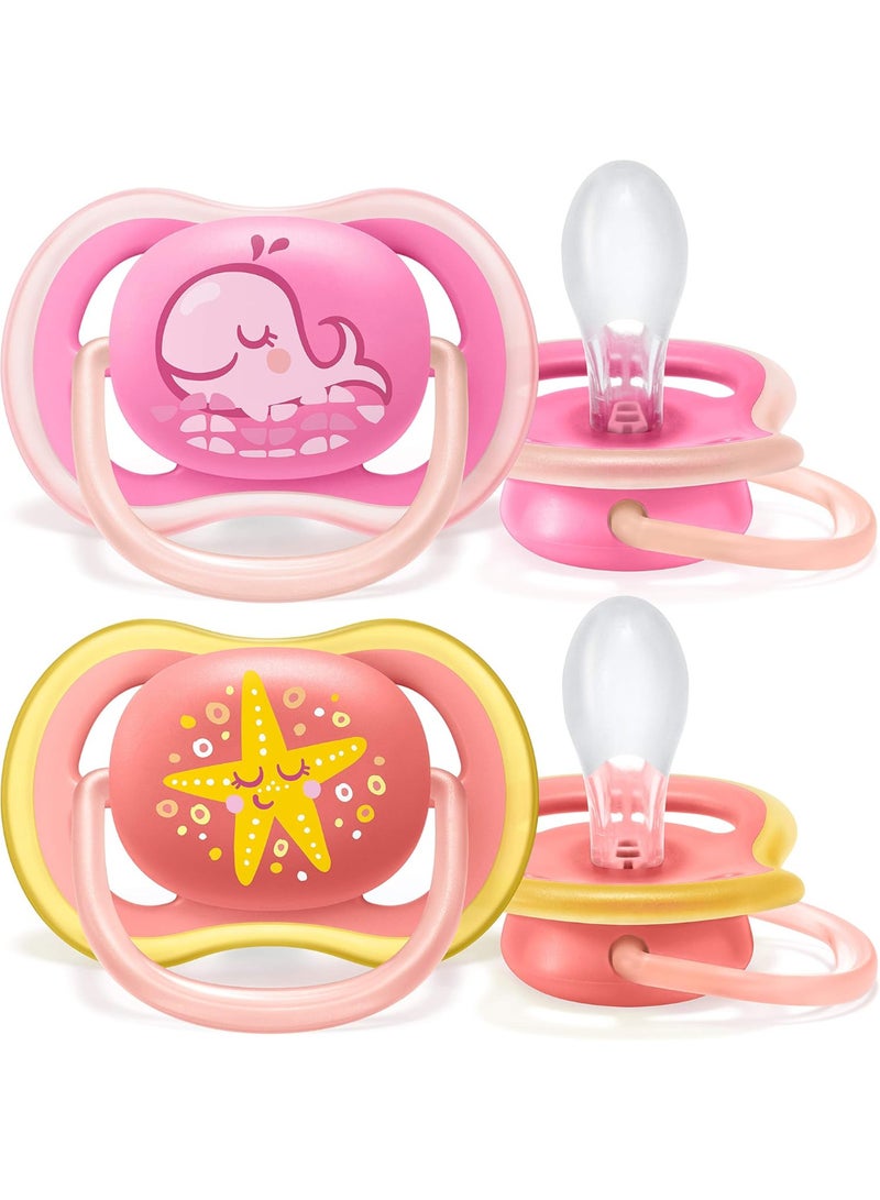 AVENT Ultra Air Pacifier, 6-18 Months, Whale/Starfish, 4 Pack, SCF085/10 - Image 2