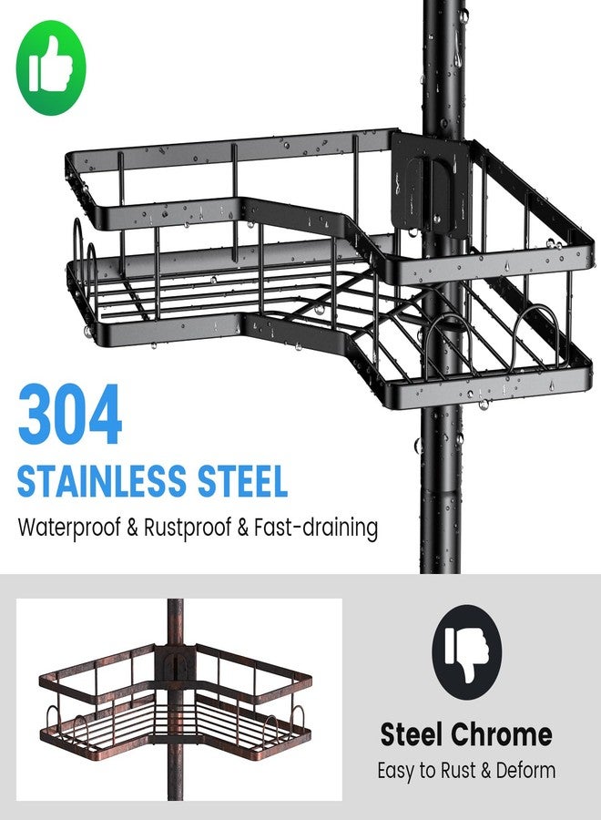 Aitatty Corner Shower Caddy Tension Pole: 4 Tier adjustable Rustproof Bathroom Organizer Shelves - Bathtub shampoo rack 31-124 inch - Image 3