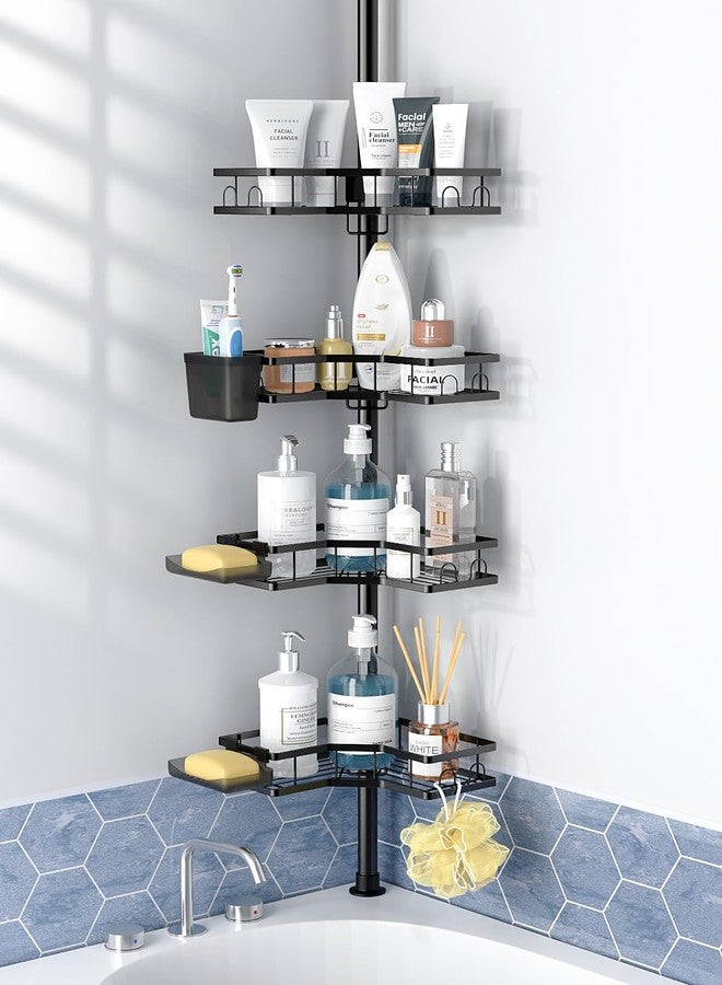Aitatty Corner Shower Caddy Tension Pole: 4 Tier adjustable Rustproof Bathroom Organizer Shelves - Bathtub shampoo rack 31-124 inch - Image 1