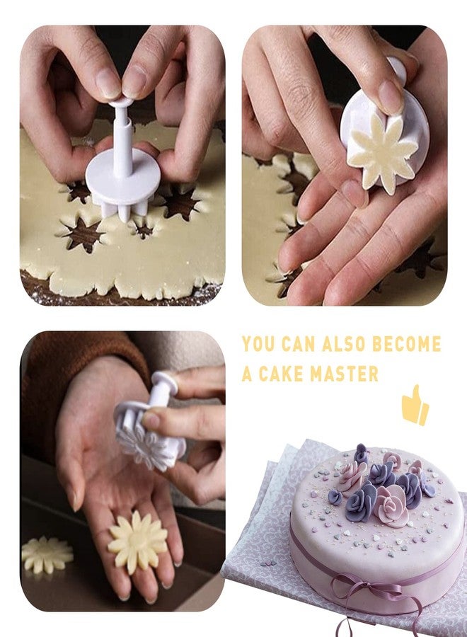 YAFIYGI Sunflower Fondant Cutter Flower Molds for Fondant 4PC Chrysanthemum 8Petals Daisy Plunger Cutter Gerbera Cutting Set Cookie Cutter Decorating Mold Tools Decoration Embossing Tool - Image 3