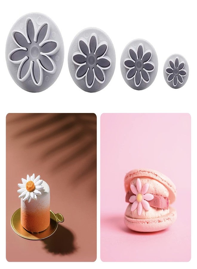 YAFIYGI Sunflower Fondant Cutter Flower Molds for Fondant 4PC Chrysanthemum 8Petals Daisy Plunger Cutter Gerbera Cutting Set Cookie Cutter Decorating Mold Tools Decoration Embossing Tool - Image 5