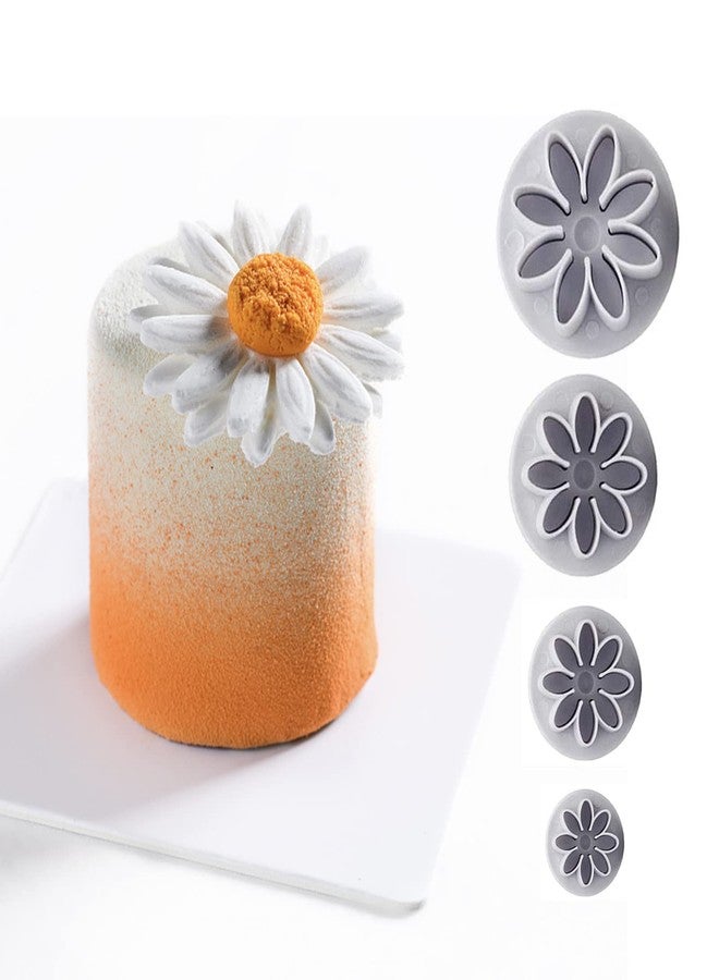 YAFIYGI Sunflower Fondant Cutter Flower Molds for Fondant 4PC Chrysanthemum 8Petals Daisy Plunger Cutter Gerbera Cutting Set Cookie Cutter Decorating Mold Tools Decoration Embossing Tool - Image 1