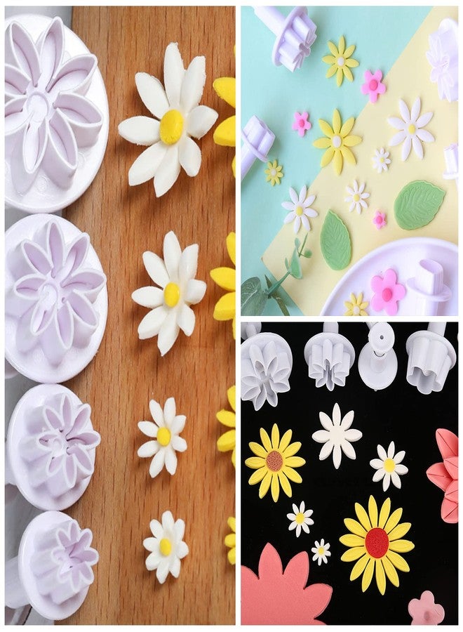 YAFIYGI Sunflower Fondant Cutter Flower Molds for Fondant 4PC Chrysanthemum 8Petals Daisy Plunger Cutter Gerbera Cutting Set Cookie Cutter Decorating Mold Tools Decoration Embossing Tool - Image 4