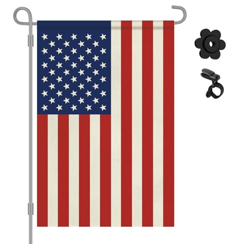 HOOSUN 12" x 18" American Flags Garden Flag,Small American Flags for Outside Patriotic Decorations,Double Sided Patriotic USA Yard Flag Veterans Day Decorations for Garden,Yard,Lawn(No Flagpole) - Image 1
