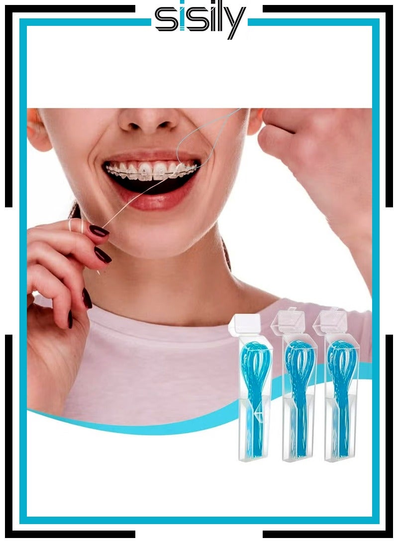 Sisily 105 Count Dental Floss Threader for Bridges 3 Pack Floss Threaders for Braces Bridges and Implants, Blue - Image 1