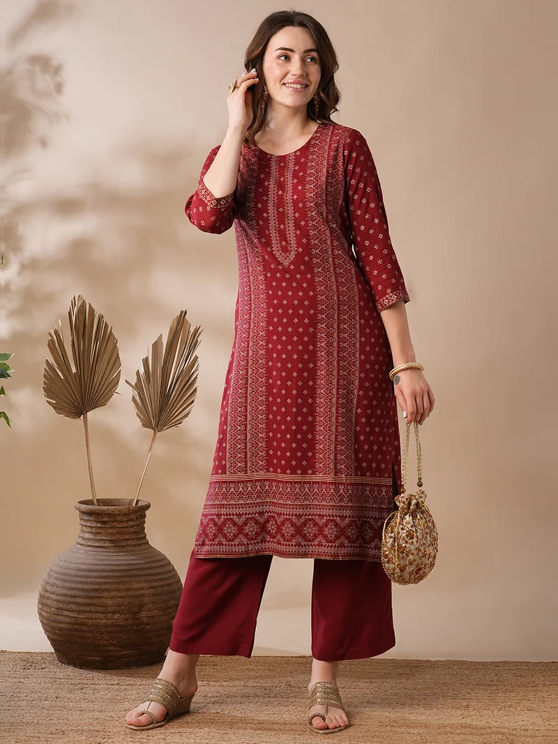 Women Ethnic Motifs Printed St Kurta With Trousers