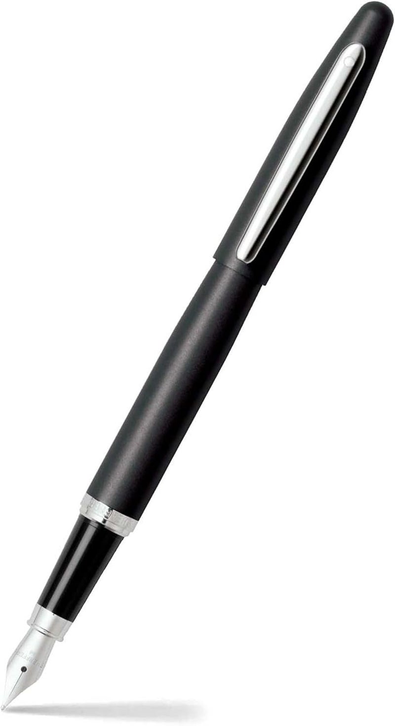 SHEAFFER قلم حبر سائل شيفر Vfm باللون الأسود غير اللامع مع تفاصيل كروم ولقمة متوسطة - Image 1