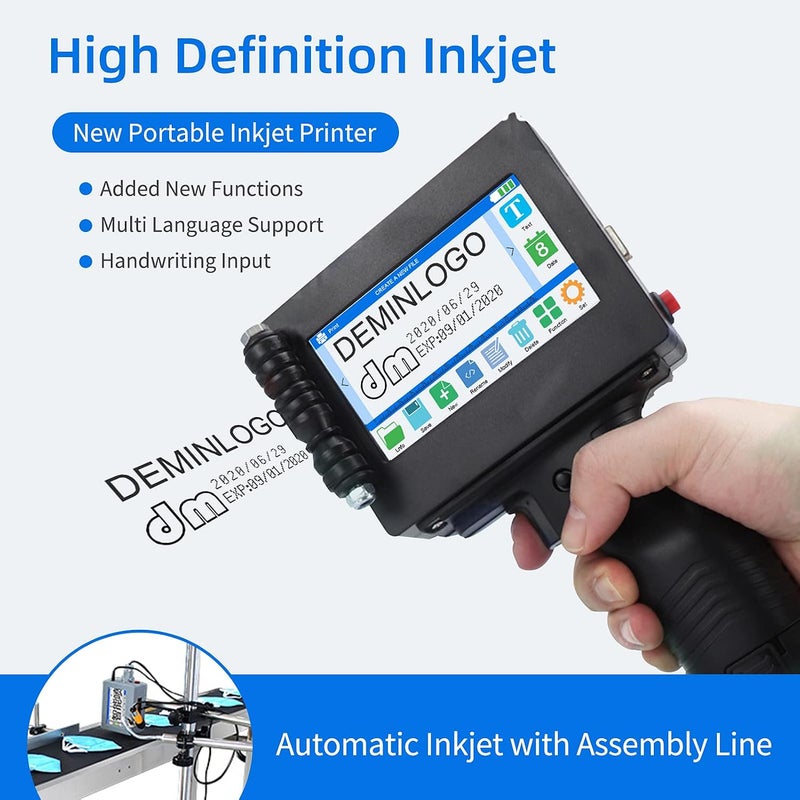 Handheld Printer Portable Inkjet Printer High Definition Inkjet Code Printer with 4.3 Inch LED Touchscreen Quick-Drying Ink Cartridge for Label/Production Date/Barcode/Trademark/Logo/Graphic etc. - Image 3