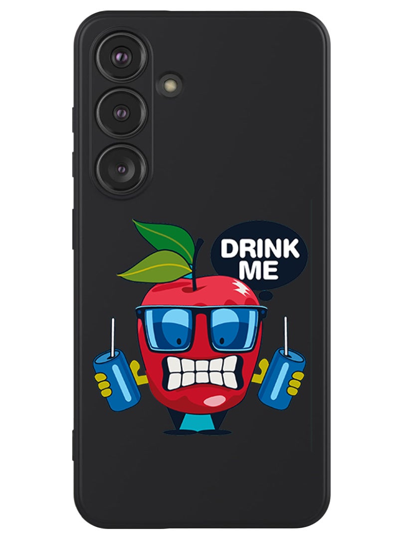 Theodor Protective Slim Fit Case Liquid Silicone Cover with Full Body Protection Anti-Scratch Shockproof Case For Samsung Galaxy S24 (Black) - Apple drink me - Image 1