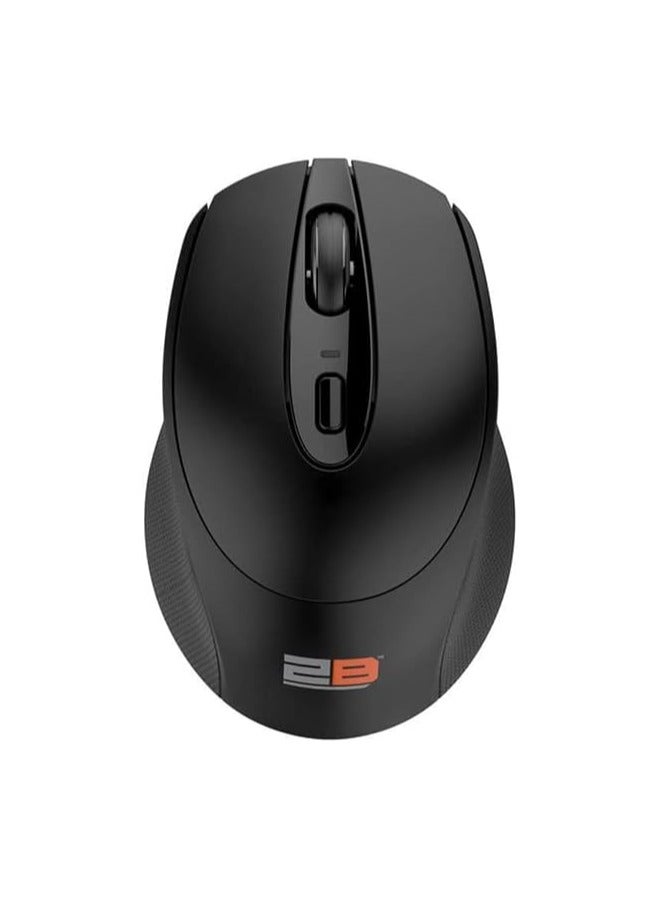 2B 2B (MO186) Dual Mode Bluetooth 2.4GHz Mouse 800-1200 - 1600-2400 DPI with Rechargeable Battery - Black  - Image 1