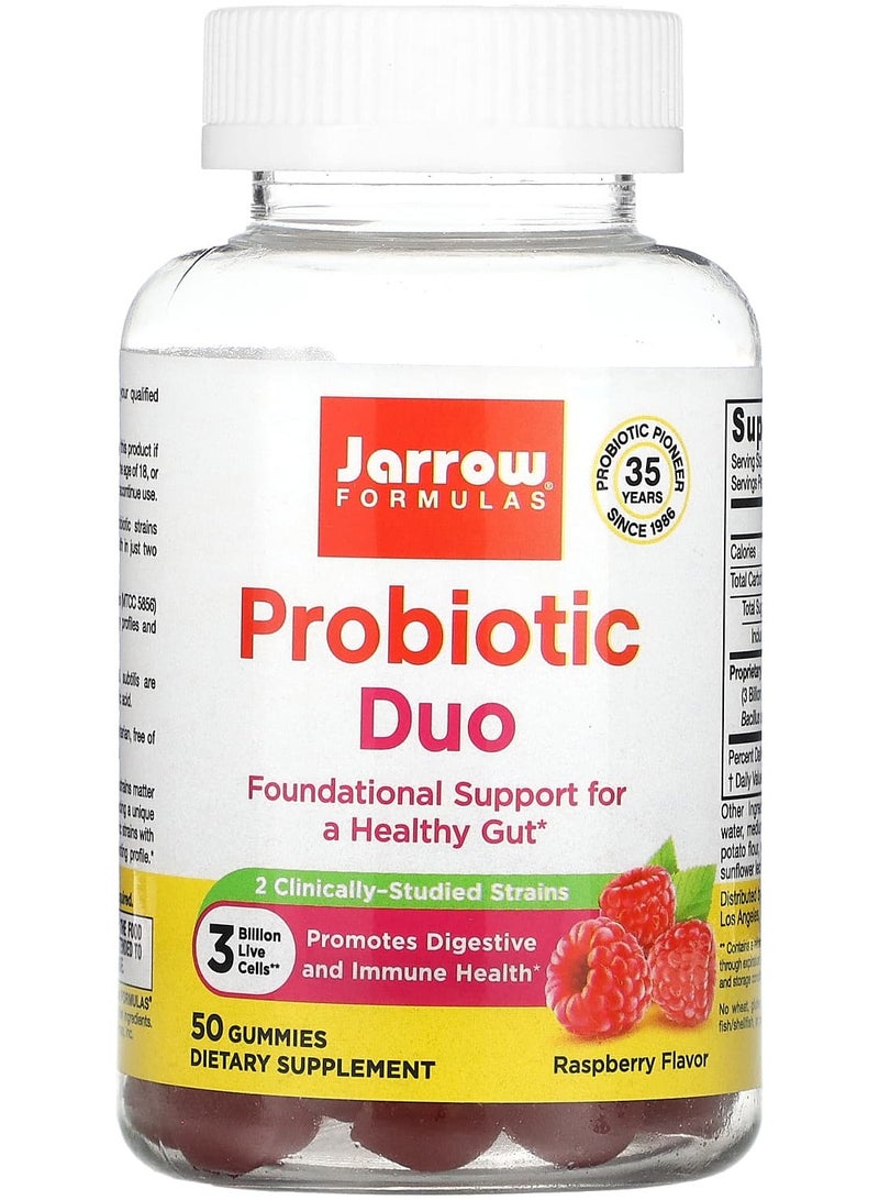 jarrow formulas Probiotic Duo, Raspberry, 3 Billion, 50 Gummies