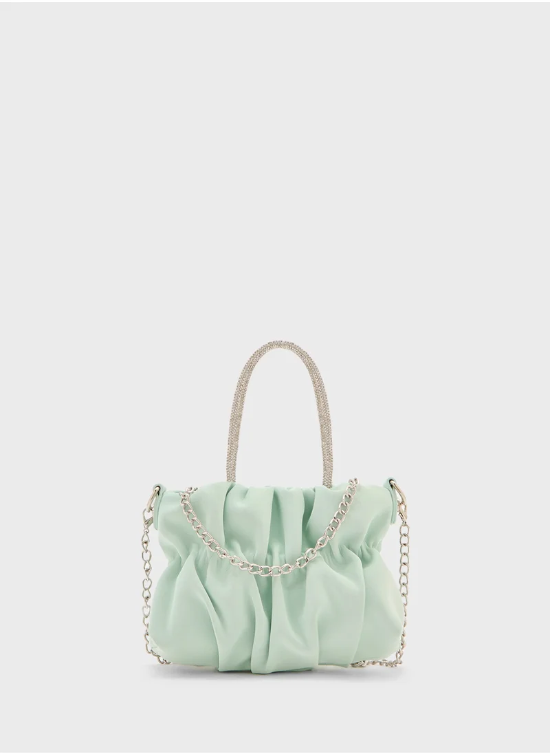 ايلا ليمتد اديشن Ruched Diamante Handle Satchel Bag