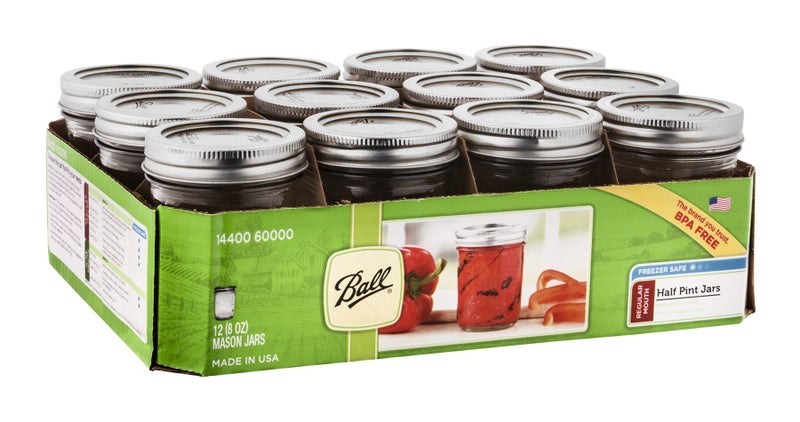 Ball Ball Half Pint (8 oz.) Regular Mouth Glass Mason Jars w/ Cap - Set of 12 AEP  - Image 2