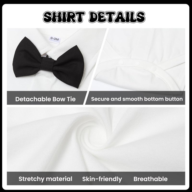 Juivesia Baby Boy Clothes Suits Infant Gentleman Wedding Outfit Formal Dress Shirt Vest Bowtie Pants 4Pcs Baby Suit Sets (Black, 3-6 Months) - Image 5