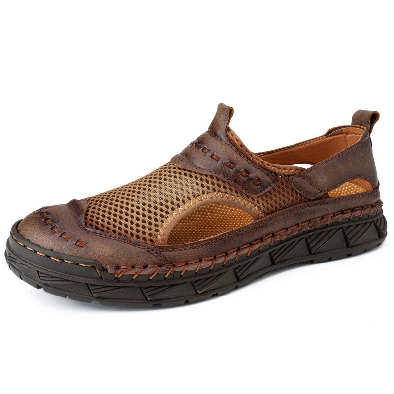 Summer Men'S Casual Leather Sandals Plus Size Breathable Hollow Fashion Shoes Casual Sandals Handmade Shoes Genuine Leather Men'S Sandals - Image 5