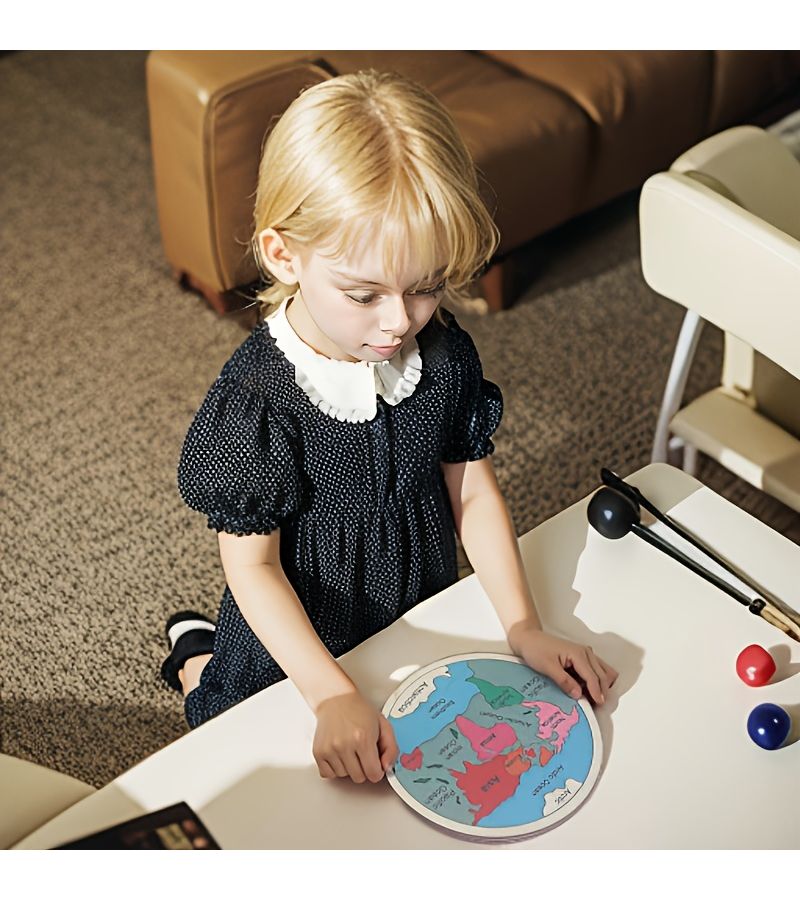 Wooden Seven Continents Color Puzzle Geography Learning Toy Educational Gift - Image 3
