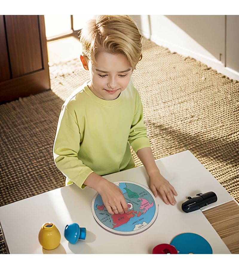 Wooden Seven Continents Color Puzzle Geography Learning Toy Educational Gift - Image 1