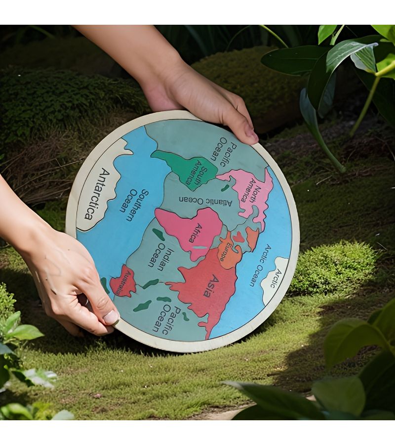 Wooden Seven Continents Color Puzzle Geography Learning Toy Educational Gift - Image 4