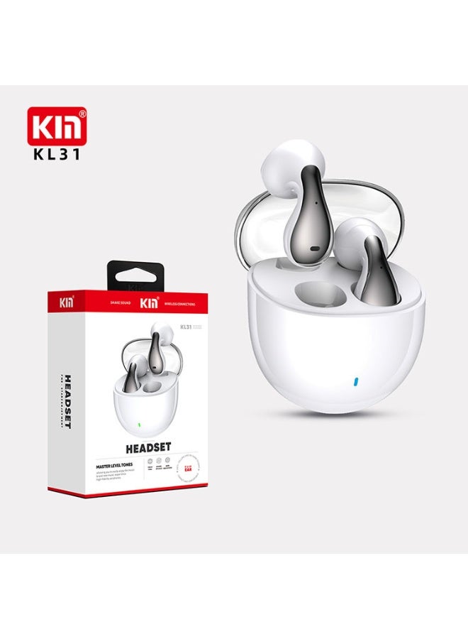 KL31 Bluetooth Earbuds. Call time 10 Hours, 360 degree Panoramic Sound Technology-Silver