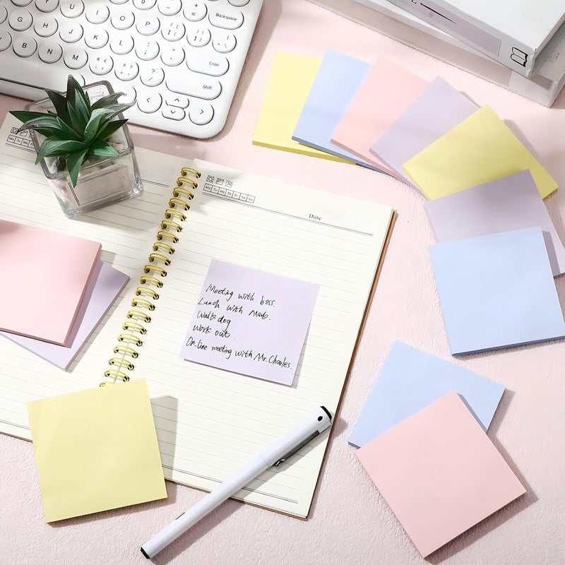 Thenshop 12 Pads Sticky Notes 3''x3'', Self Stick Notes Pads Office Supplies, 4 Gradient Colors Vintage Color 50 Sheets/pad for School,Office, Home(Morandi Color Mixing) - Image 5