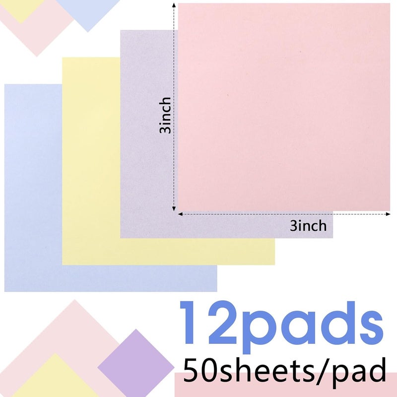Thenshop 12 Pads Sticky Notes 3''x3'', Self Stick Notes Pads Office Supplies, 4 Gradient Colors Vintage Color 50 Sheets/pad for School,Office, Home(Morandi Color Mixing) - Image 2