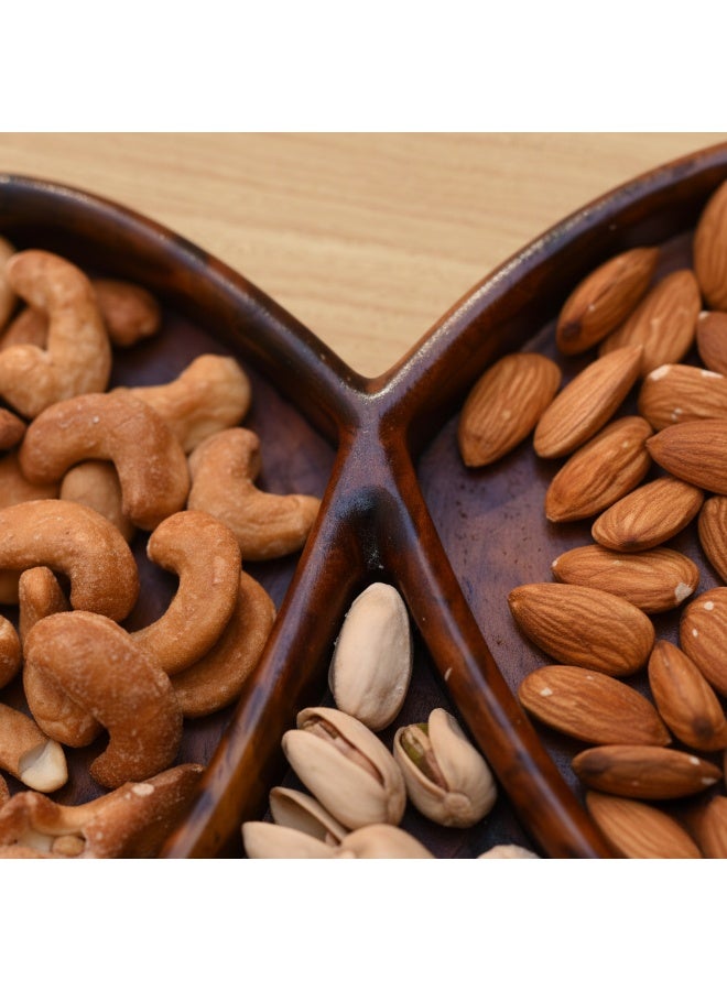 CASA HOME Heart-Shaped Wooden Divided Serving Tray – Premium Natural Wood Snack & Nut Platter for Dates, Pistachios, Almonds & Chocolates – Elegant Home & Gift Tableware - Image 2