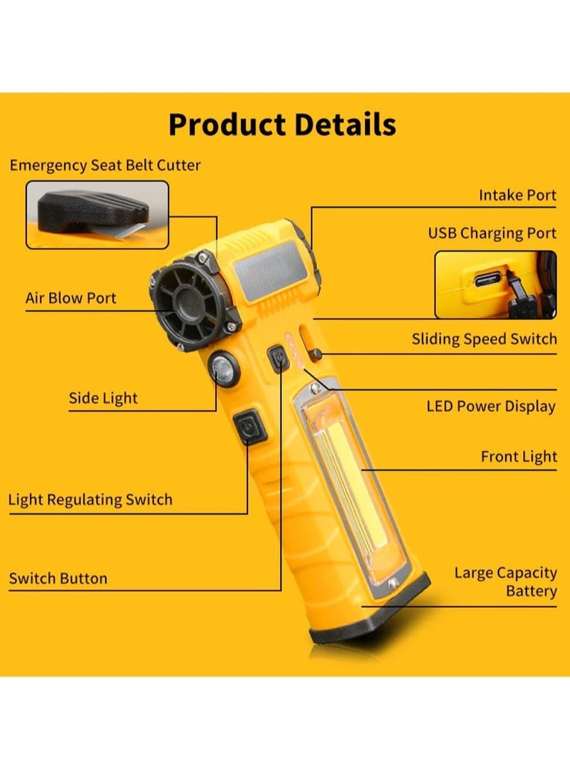 BlueFire Upgraded 130,000 RPM Mini Turbofan F020 Super Fan – High-Speed Cordless Handheld Fan with 5000mAh Battery, 4 Nozzles, Emergency Seat Belt Cutter, Magnetic Base, Dual LED Front & Side Lights – Portable Air Blower and Suction Cleaner for Car Detailing, Home, Office, Camping & Outdoor Use – Lightweight 303g Compact Multifunctional Tool with 4-Speed Touch Control, USB-C Fast Charging – ABS & Metal Durable Construction - Image 4