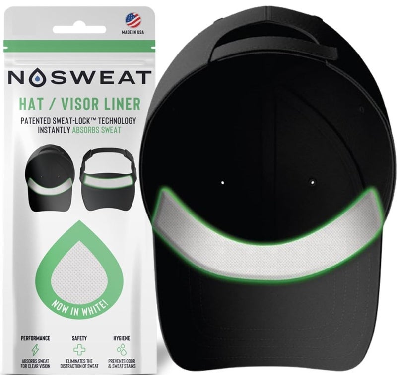 No Sweat Hat & Cap Sweat Guard Liner - Thin Visor Sweatband Patented SweatLock Technology | Made in The USA (3) Black - Image 2