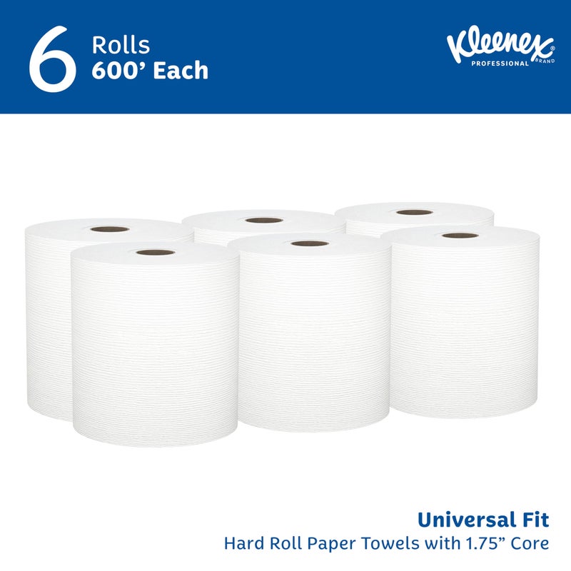 Kleenex Professional Universal Hard Roll Paper Towels, Bulk (50606), Hardwound 1.75" Core, Premium Absorbency Pockets, White (6 Rolls at 600' Each, 3,600'/Case) - Image 2