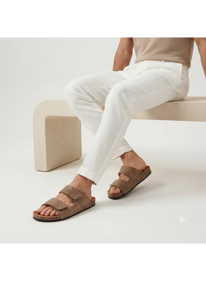 Stylish men's slippers with a modern and comfortable design – genuine leather and non-slip orthopedic sole, available in various sizes and colors. - Image 1
