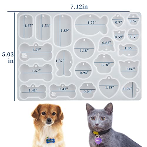 japleed Cute Pet Tag Resin Mold, Silicone Keychain Molds for Resin, Dog Bone Cat Tag Resin Molds for Epoxy Casting Polymer Plaster Clay DIY Art Crafts Pendant Charm Decoration - Image 2