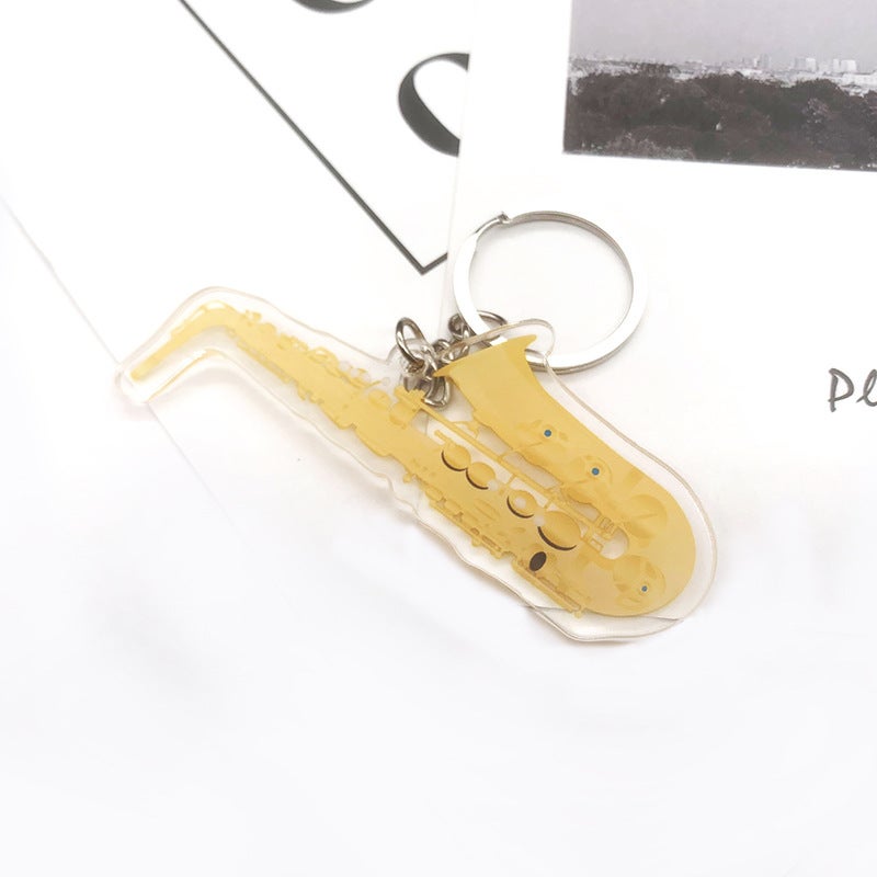 Acrylic Simulation Musical Instrument Keychain Violin Key Ring Guitar Band Gift Pendant Music Ornaments - Image 1