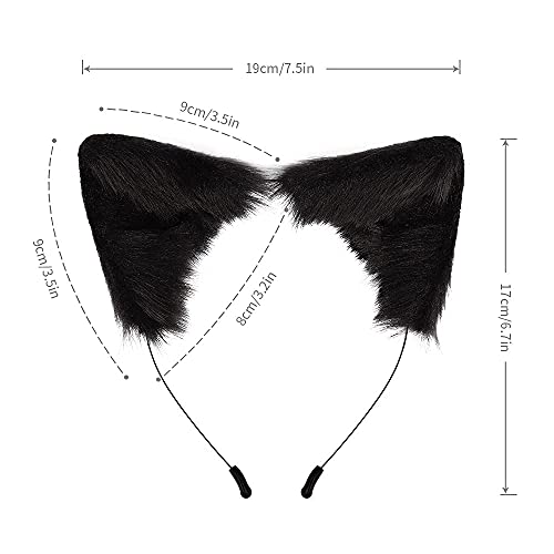 SMILETERNITY Handmade Fox Wolf Cat Ears Headwear Costume Accessories for Halloween Christmas Party (Black) - Image 4