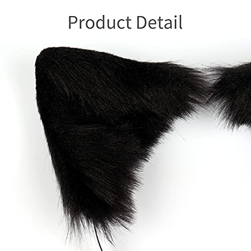 SMILETERNITY Handmade Fox Wolf Cat Ears Headwear Costume Accessories for Halloween Christmas Party (Black) - Image 2