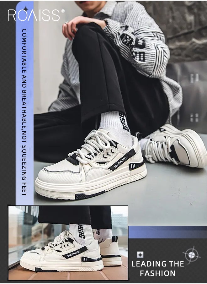 roaiss - Letter Graphic Chunky Sneakers for Men Soft Sole Lightweight Shock Absorption Walking Shoes Mens Casual Breathable Wear Resistant Sports Shoes Non Slip Shock Lightweight Outdoor Running Shoes Colorblock Sneakers - Image 1