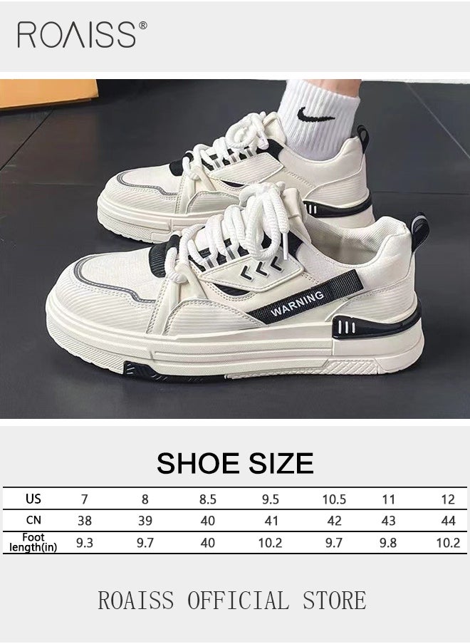 roaiss - Letter Graphic Chunky Sneakers for Men Soft Sole Lightweight Shock Absorption Walking Shoes Mens Casual Breathable Wear Resistant Sports Shoes Non Slip Shock Lightweight Outdoor Running Shoes Colorblock Sneakers - Image 1