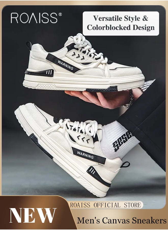 roaiss - Letter Graphic Chunky Sneakers for Men Soft Sole Lightweight Shock Absorption Walking Shoes Mens Casual Breathable Wear Resistant Sports Shoes Non Slip Shock Lightweight Outdoor Running Shoes Colorblock Sneakers - Image 1
