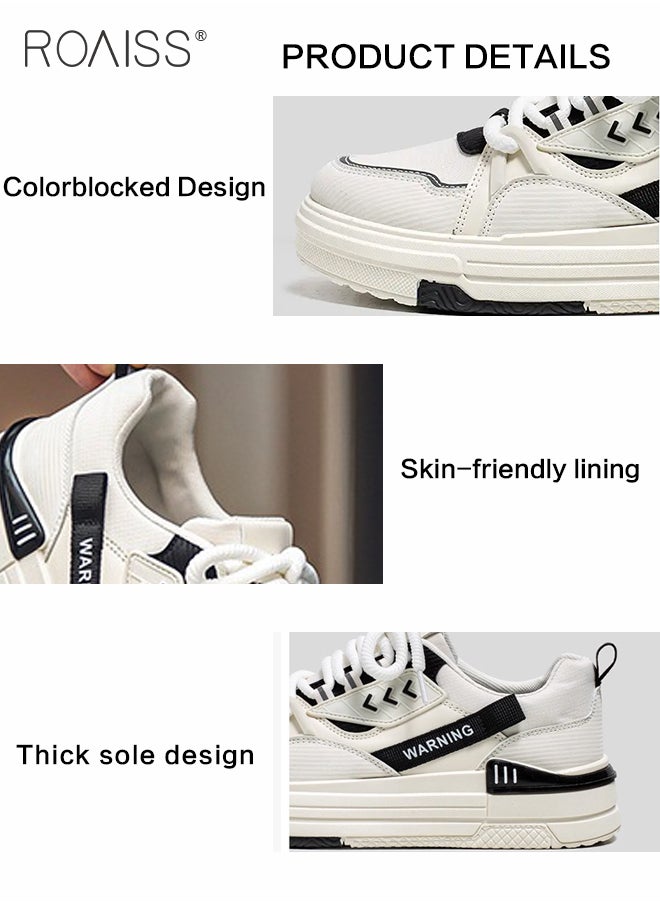 roaiss - Letter Graphic Chunky Sneakers for Men Soft Sole Lightweight Shock Absorption Walking Shoes Mens Casual Breathable Wear Resistant Sports Shoes Non Slip Shock Lightweight Outdoor Running Shoes Colorblock Sneakers - Image 1