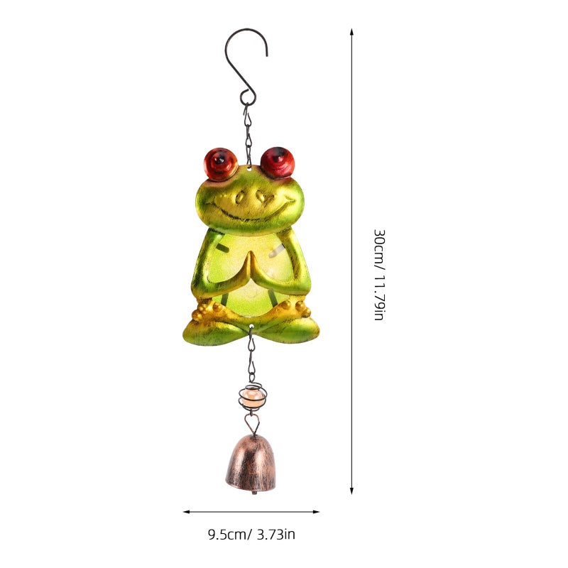 Frog Wind Chime Vibrant Painted Glass Calming Sounds Indoor Outdoor Decoration - Image 3