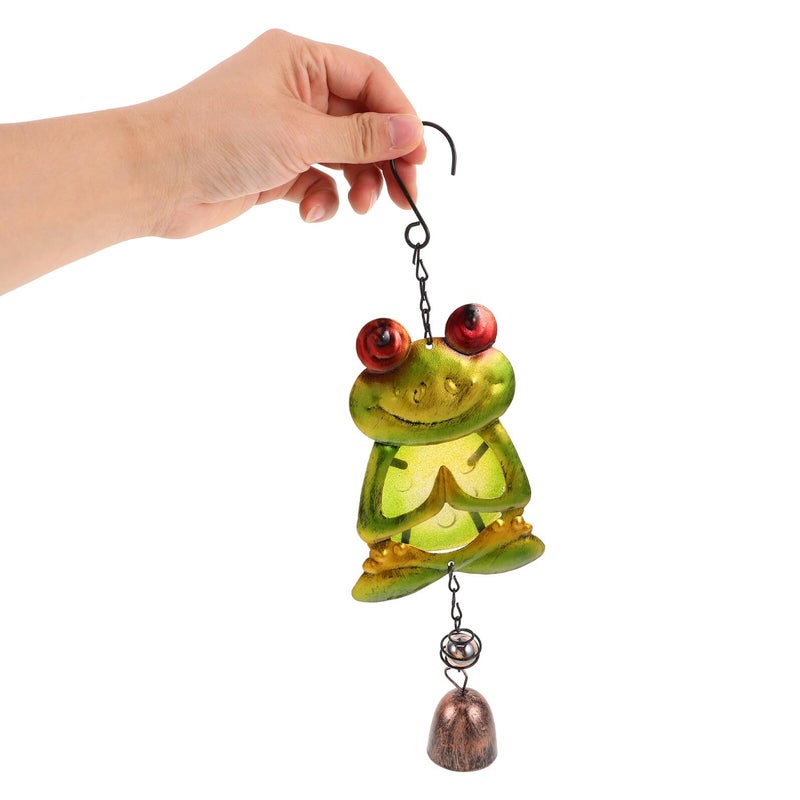 Frog Wind Chime Vibrant Painted Glass Calming Sounds Indoor Outdoor Decoration - Image 5
