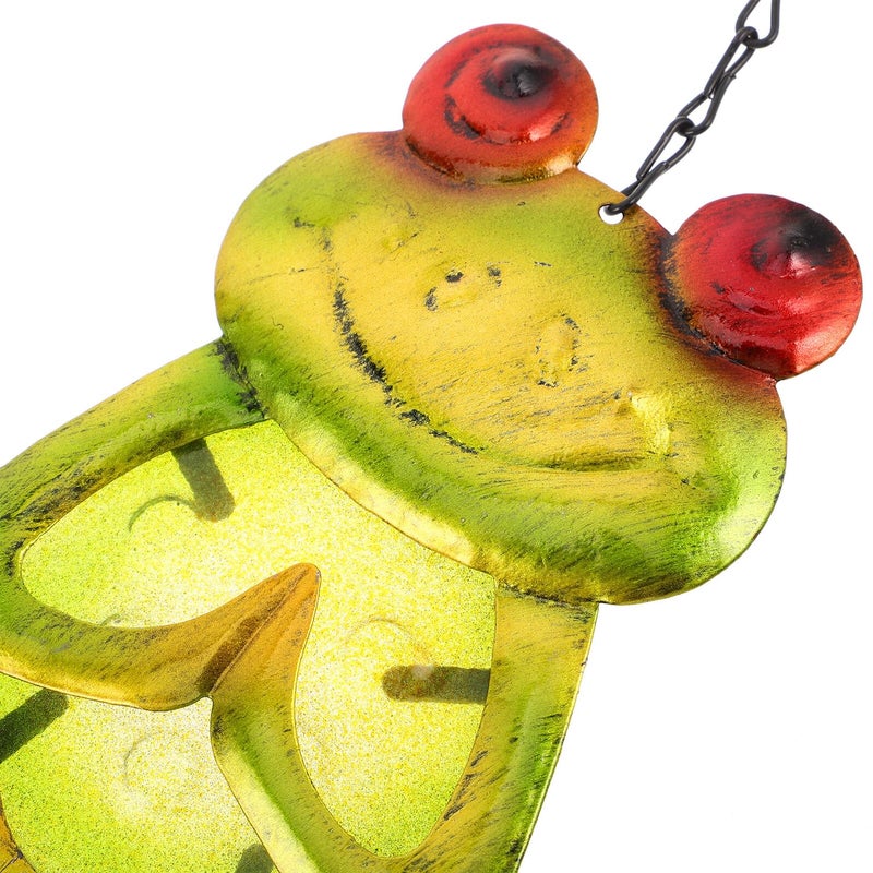 Frog Wind Chime Vibrant Painted Glass Calming Sounds Indoor Outdoor Decoration - Image 4