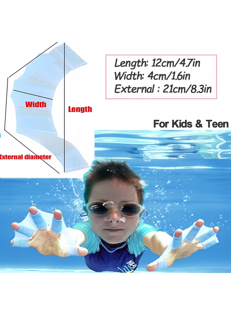 Generic 2 pairs of silicone swimming hand net silicone swimming equipment fins hand net flips for children and students snorkeling - Image 2