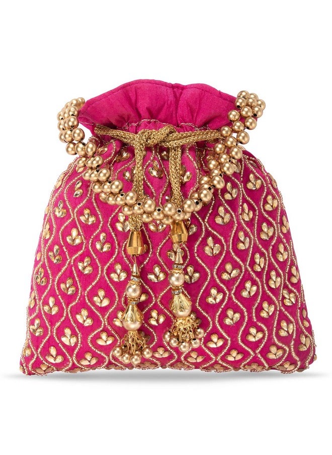 Aheli - Indian Potli Bags For Women Evening Bag Clutch Ethnic Bride Purse With Drawstring (P27Rp) - Image 1