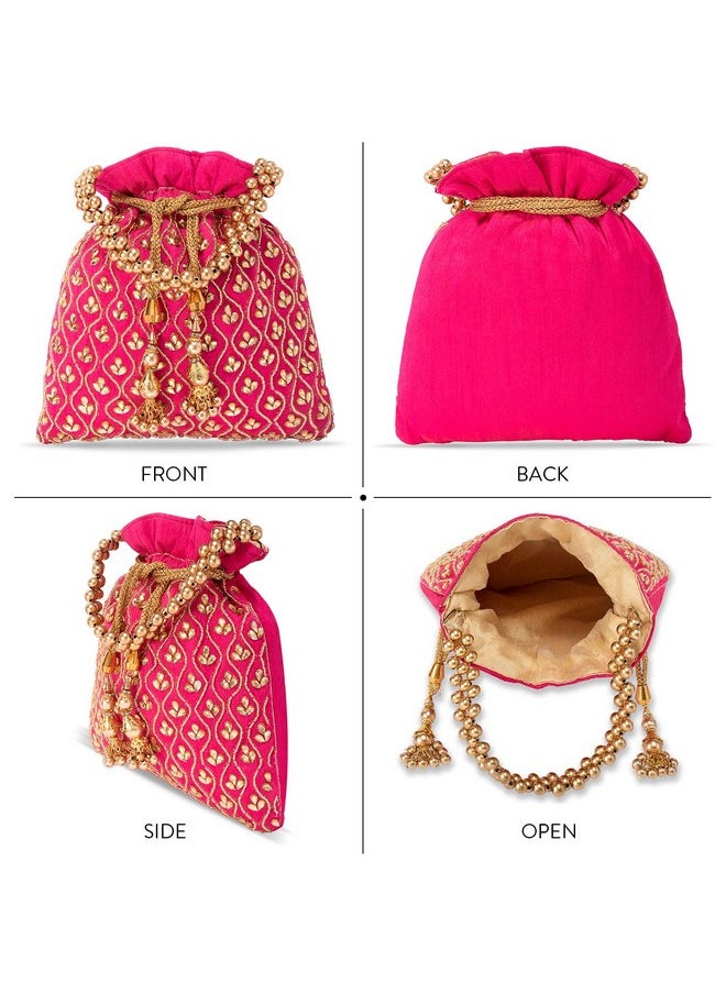 Aheli - Indian Potli Bags For Women Evening Bag Clutch Ethnic Bride Purse With Drawstring (P27Rp) - Image 1
